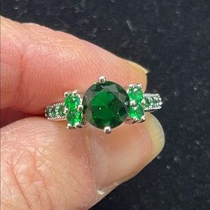 Green and Silver Gemstone Ring
